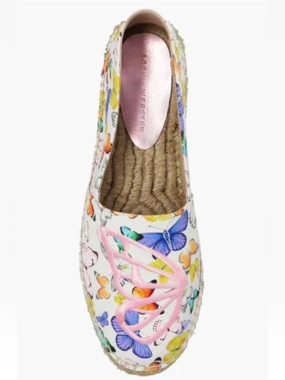 Sophia Webster Leather Colorful Butterfly Espadrilles Shoes, Size 8